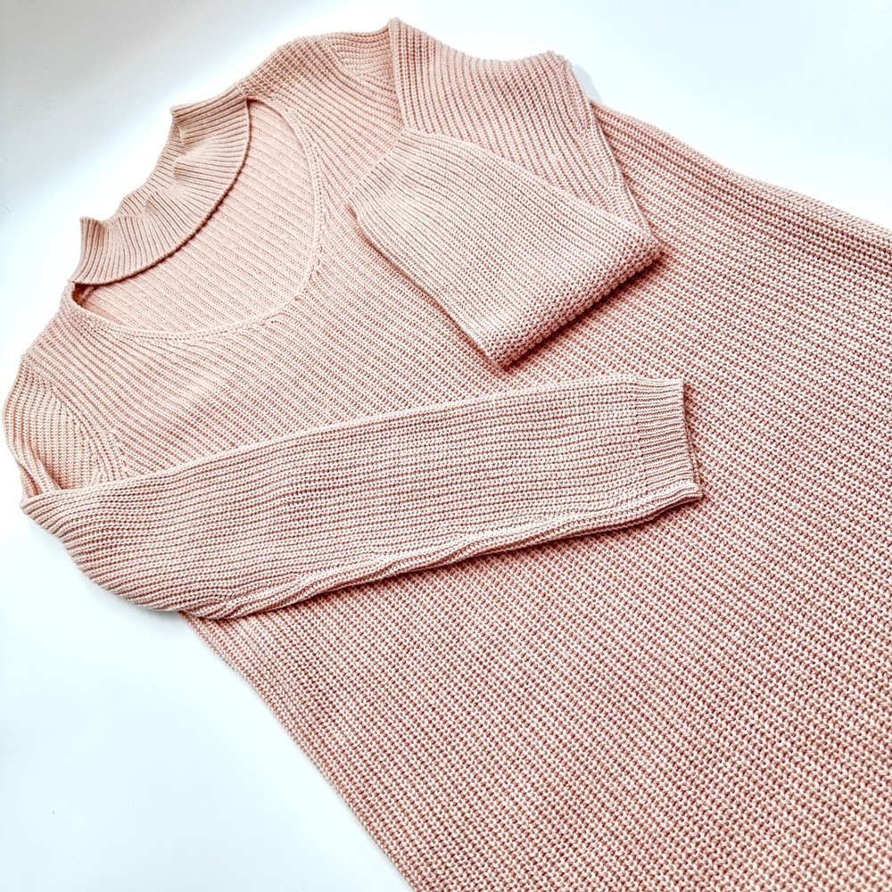 BP Cutout Choker Sweater Mini Dress Womens S Blush Pink Ribbed Knit Bodycon